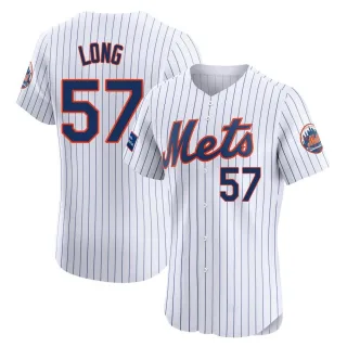 Elite Men's Kevin Long New York Mets Home Patch Jersey - White