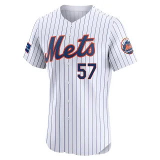 Elite Men's Kevin Long New York Mets Home Patch Jersey - White