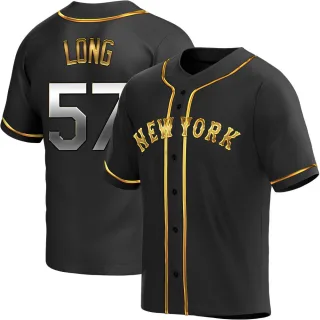 Replica Men's Kevin Long New York Mets Alternate Jersey - Black Golden