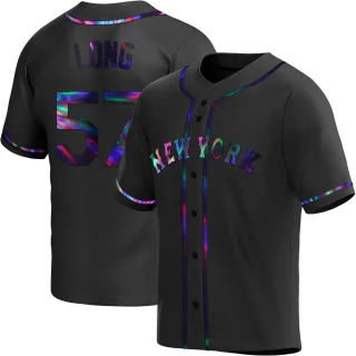 Replica Youth Kevin Long New York Mets Alternate Jersey - Black Holographic